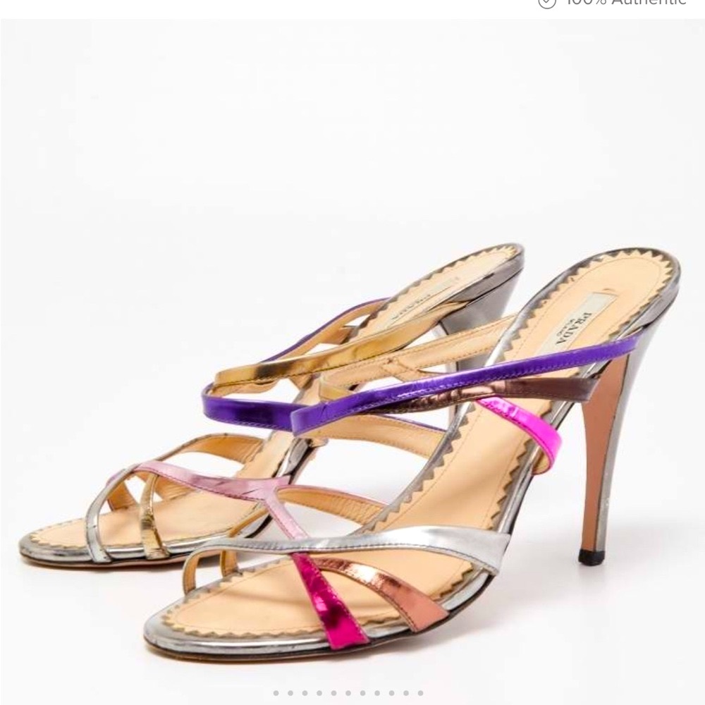 Prada Multicolor Leather Strappy Slide Sandals - Picture 2 of 7